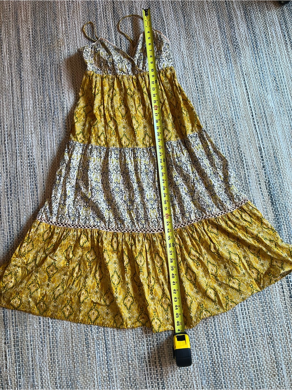 miami Yellow Tiered Patterned Spaghetti-Strap Sundress - Picture 7 of 16